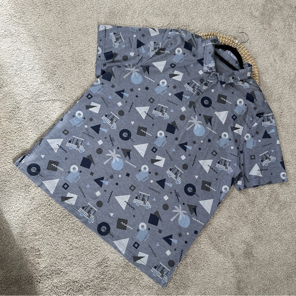 Travis Mathew Men’s Rat Pack Geometric Golf Polo Shirt Shortsleeve Geometric 3XL - Picture 2 of 13